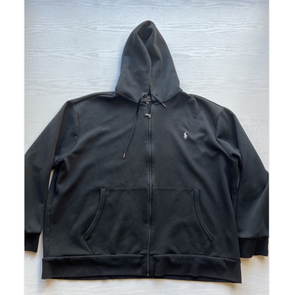 Polo Ralph Lauren Double Knit Full Zip Hoodie Mens 2XB Black Big & Tall Sport